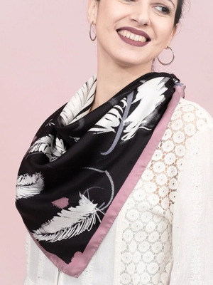White Feathers Scarf new, black and white