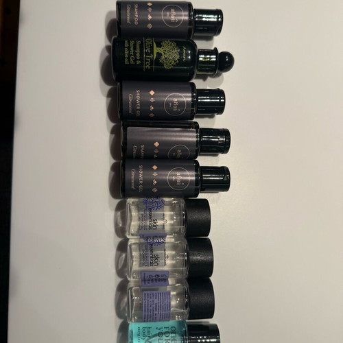 Package of 9 new bath products, shower gel and hair shampoo