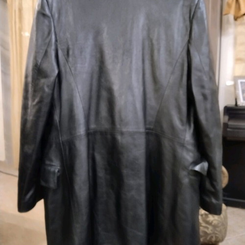 Leather women's coat used, black, size L