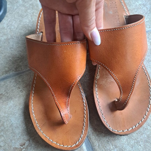 Leather sandals used, women's size 38, brown, 4cm heel