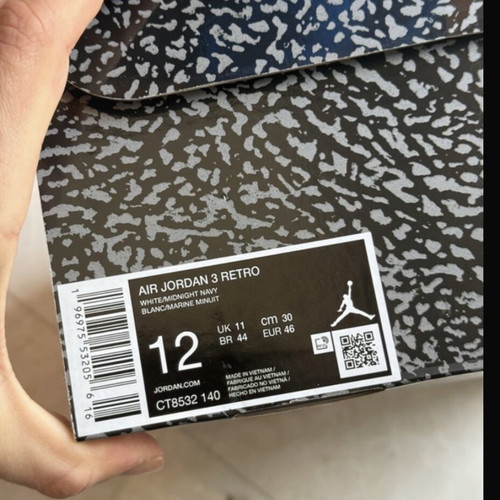 Jordan 3 Midnight Navy new, size 46