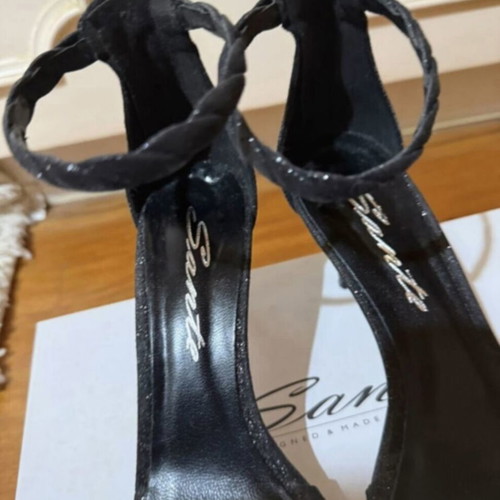 Sante black glitter high-heeled sandals, like new, size 38