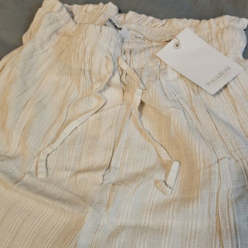Pull & Bear Summer Wide-Leg Pants Beige Size M New