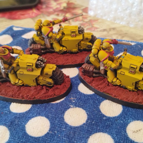 Space Marine Imperial Fists Outriders squad, 3 figures