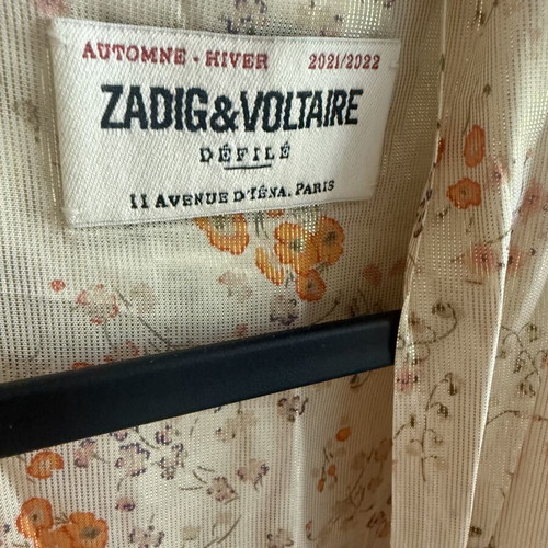 Zadig & Voltaire blouse like new, floral with gold shimmer, tie neck, size S