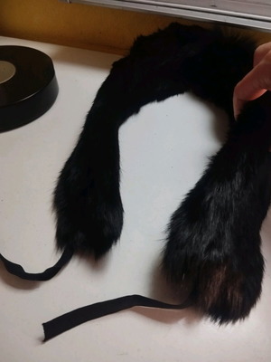 Fur collar used, black, natural fur