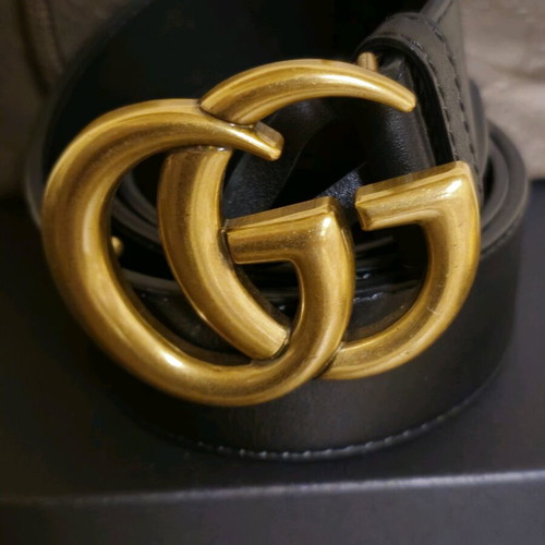Gucci GG Marmont thin belt like new, black and gold, size 80cm