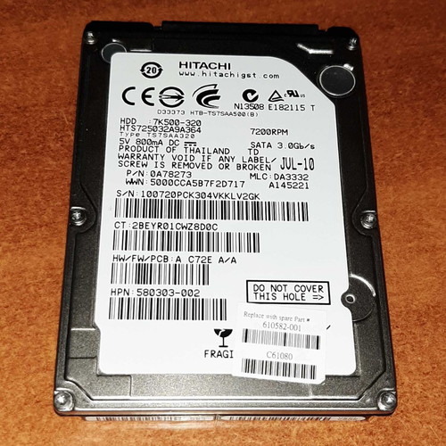 Σκληρός δίσκος Hitachi 320 GB 2,5" SATA για laptop μεταχειρισμένος