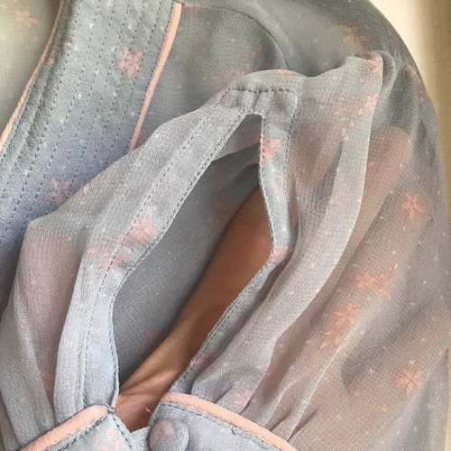 Women's transparent blouse used, gray and pink, size XL