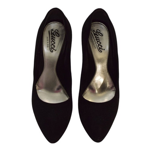 Gucci Black Suede Platform Pumps Used, Size 39
