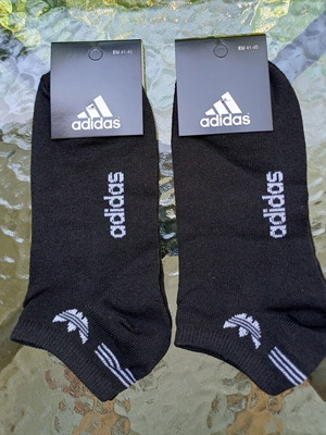 Adidas men's socks black size 41-45 pack of 2 new