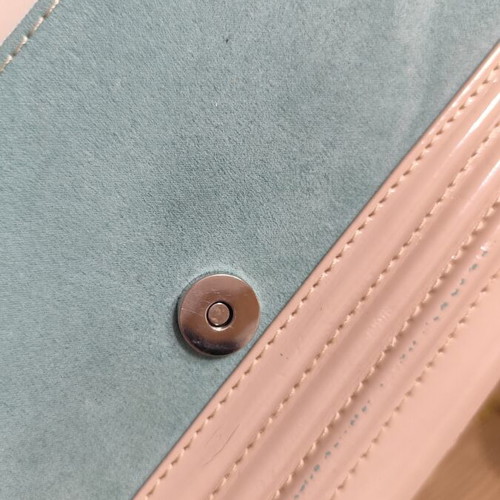 Handbag used, beige and turquoise, formal with chain rings