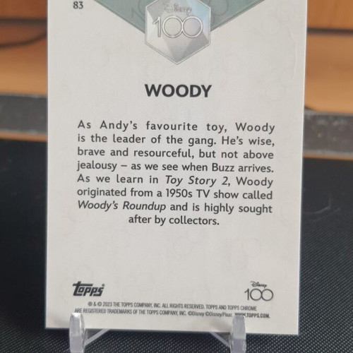 Topps Disney Chrome 2023 D100 Woody Base card like new