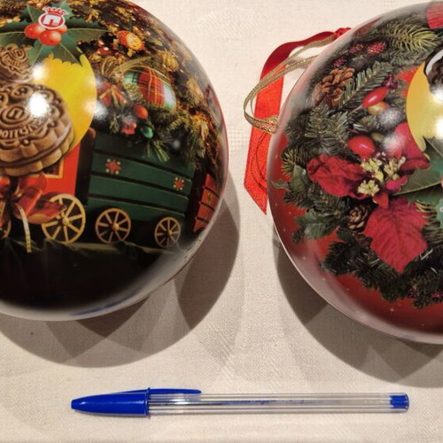 Christmas ornaments 2 unbreakable balls large size vintage