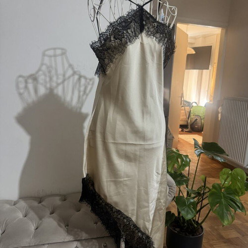 VG Styline Satin Dress Asymmetric with Lace Details, New, S/M