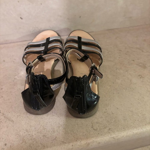 Geox girls' sandals size 35 used, black and silver with zipper