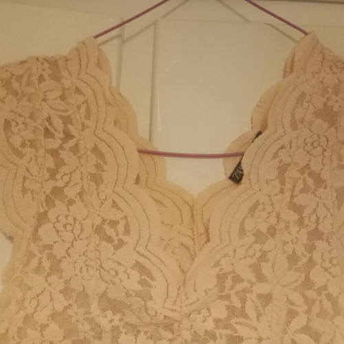 Zara lace blouse like new, soft pink, size S