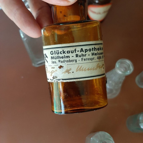 Set of 15 vintage pharmacy glass bottles