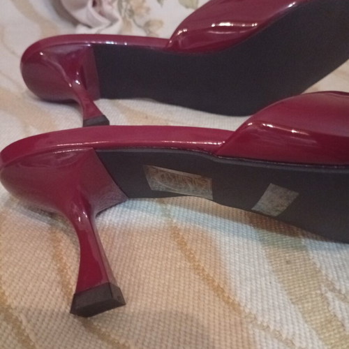 Mules patent leather burgundy, new, heel height 8cm