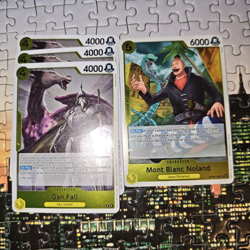 One Piece yellow rare cards, 4 pcs