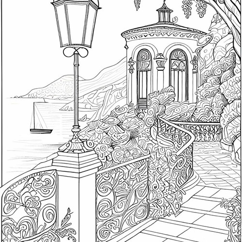 Italy Travel adult coloring book, 75 pages, made to order