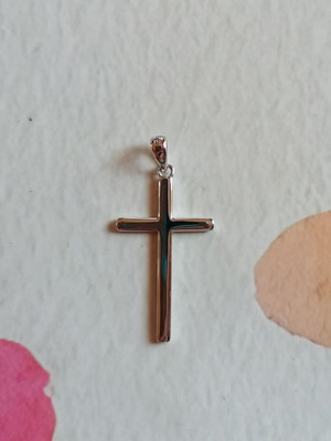 Silver 925 cross minimal lustrous and rhodium plated new