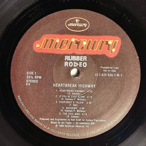 Rubber Rodeo Heartbreak Highway vinyl like new, country