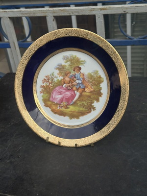 Vintage Limoges France διακοσμητικό πιάτο Fragonard με χρυσές λεπτομέρειες, σαν καινούργιο