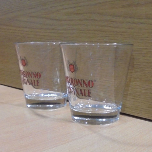 Disaronno Amaretto promotional set of two old glasses like new