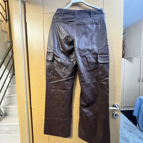 Zara leather pants large new, brown