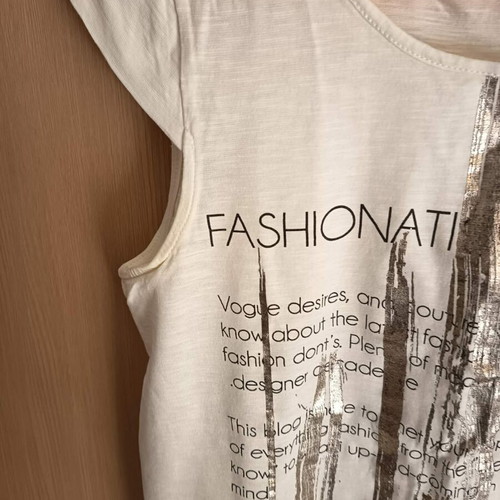 Shine 2gether women's blouse used, size M/L, white with silver