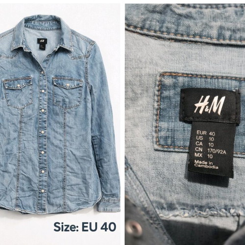 H&M denim shirt used, size L 40 12, blue