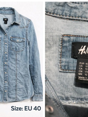 H&M denim shirt used, size L 40 12, blue