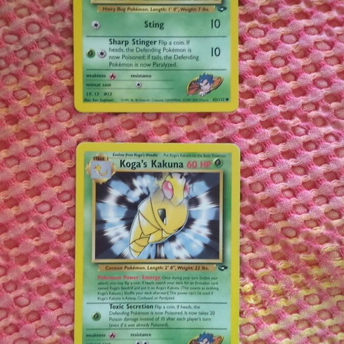 Pokemon card Koga's Weedle and Kakuna used, set