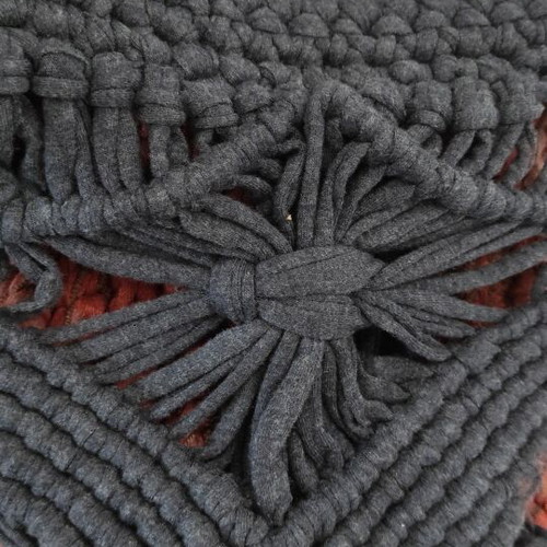 Knitted backpack like new, orange with leather hamsa detail