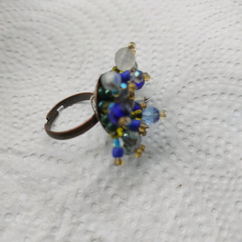 Blue beaded ring new handmade