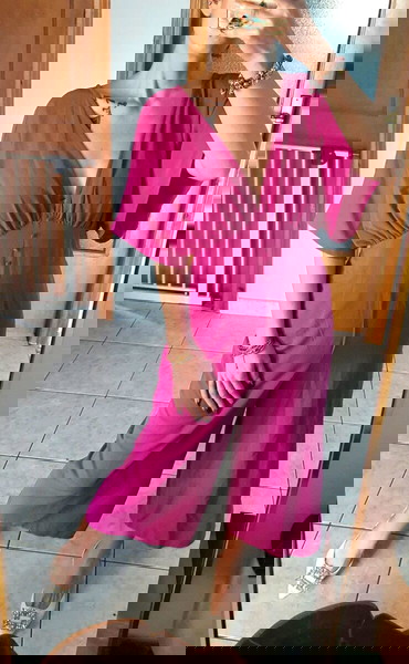 Ολόσωμη Φόρμα Φούξια Ντραπέ