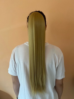 Dark blonde hair extension ponytail new, 100 g, 60 cm