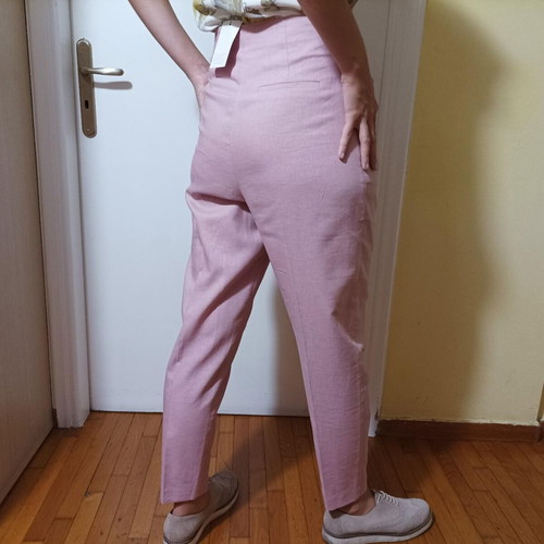 Pink linen high-waisted pants United Colors of Benetton new, size 38
