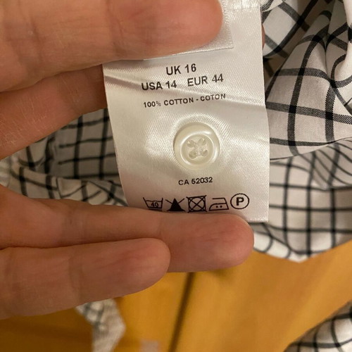 Jaeger of England checked crop shirt with tie new, black and white