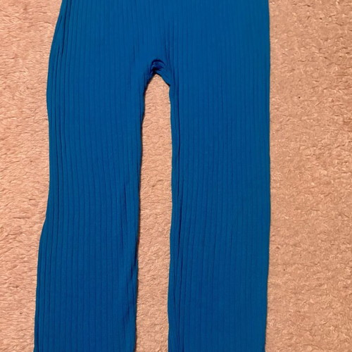 Zara ribbed blue leggings, 7/8 length, high waist