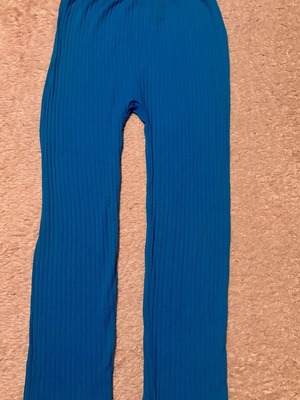 Zara ribbed blue leggings, 7/8 length, high waist
