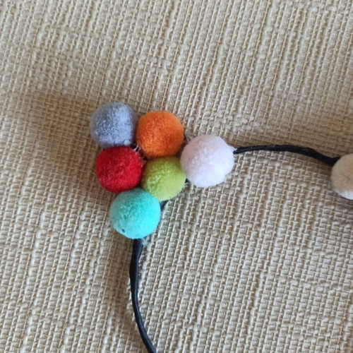 Hairband for girl like new with pom poms, multicolor