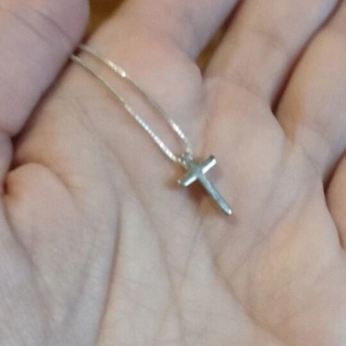 Minimal silver 925 cross necklace new