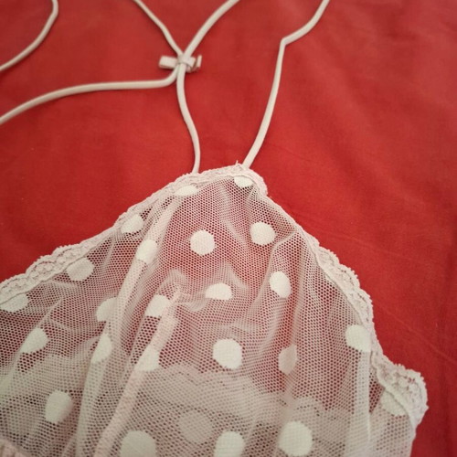 Oysho transparent babydoll dress used with nude/pink polka dots