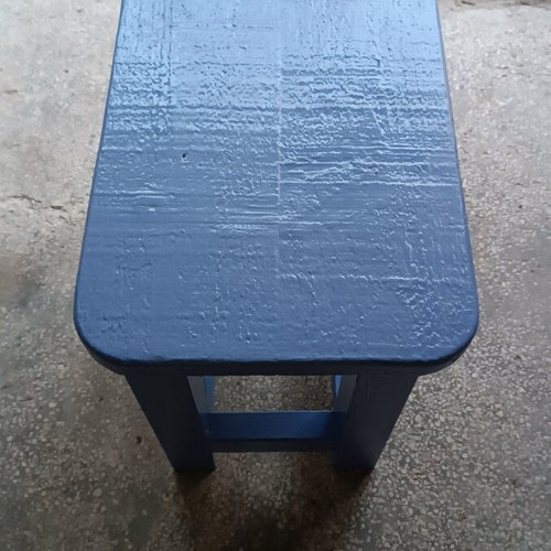 Wooden pine stool new, painted blue/purple