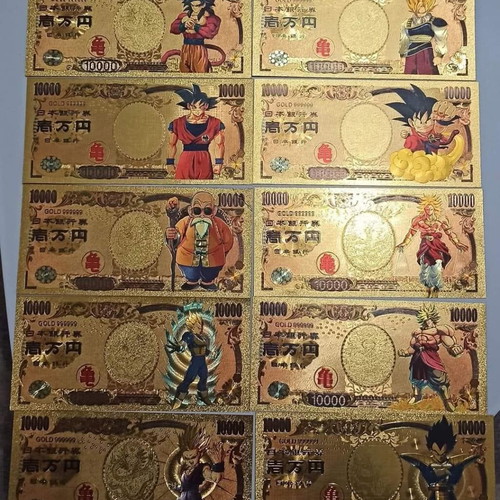 Dragon Ball gold-colored commemorative banknotes, pack of 28, new