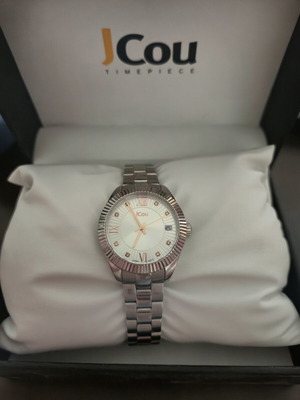 JCou Queen's Mini women's watch, silver bracelet, rose gold details