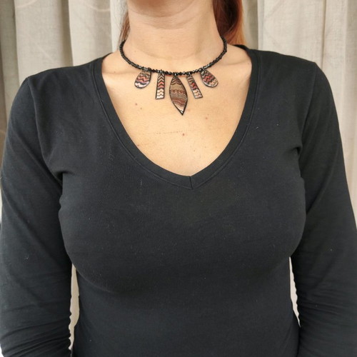 Handmade necklace new with glass beads, crystals and liquid glass