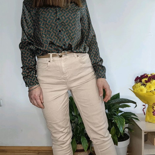 Shein green printed women's shirt